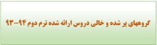 گروههای پر شده و خالی دروس ارائه شده ترم دوم 94-93